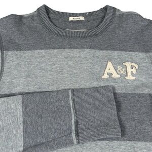 Vintage Y2k Abercrombie & Fitch Muscle Striped Long Sleeve Logo Grey Men’s Large